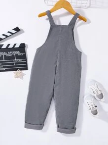 SHEIN Toddler Boys Dual Pocket Overall Jumpsuit - Dark Grey - View 2