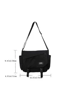 High School Students University Freshman Multifunctional Sling Bag Shoulder Bag Casual Bag Men Release Buckle Decor Flap Messenger Bag, Handbag Schoolbag For Travel,College,Outdoors,Sports,Commute Crossbody Bag Sling Bag Shoulder Bag Side Bag Square Bag For Holiday Travel Essentials Summer Gifts For Boyfriend Men Gifts - Black - View 3