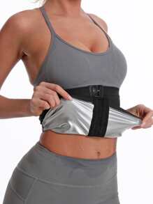 PU Polyurethane Workout Abdomen Belt Shapewear Waist Trainer Corset - Silver - View 3