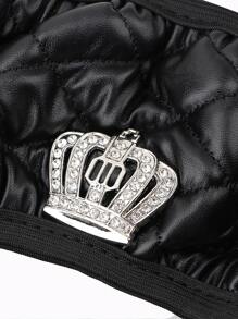 Cubierta de volante con diseño de corona de coche - Negro - Ver 5