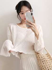 DAZY Áo nữ màu trơn Giải trí - trắng - Xem 2