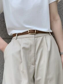 DAZY 方形扣皮帶 - 棕色 - 查看 2