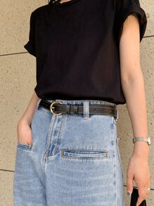 DAZY Oval Buckle Belt - Black - View 5