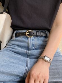 DAZY Oval Buckle Belt - Black - View 1