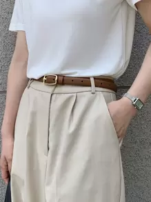 DAZY 方形扣皮帶 - 棕色 - 查看 8