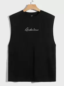 Manfinity VCAY Men Letter Graphic Tank Top - Black - View 1