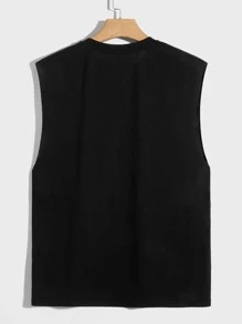 Manfinity VCAY Men Letter Graphic Tank Top - Black - View 2