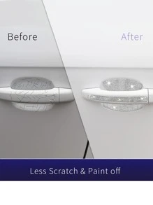 8 piezas Pegatina de manija de puerta de coche con diseño de diamante de imitación - Plateado - Ver 3