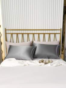 2pcs Linen Solid Color Pillowcases, Romantic And Minimalist Envelope Pillow Covers Suitable For All Seasons - Grey - View 6