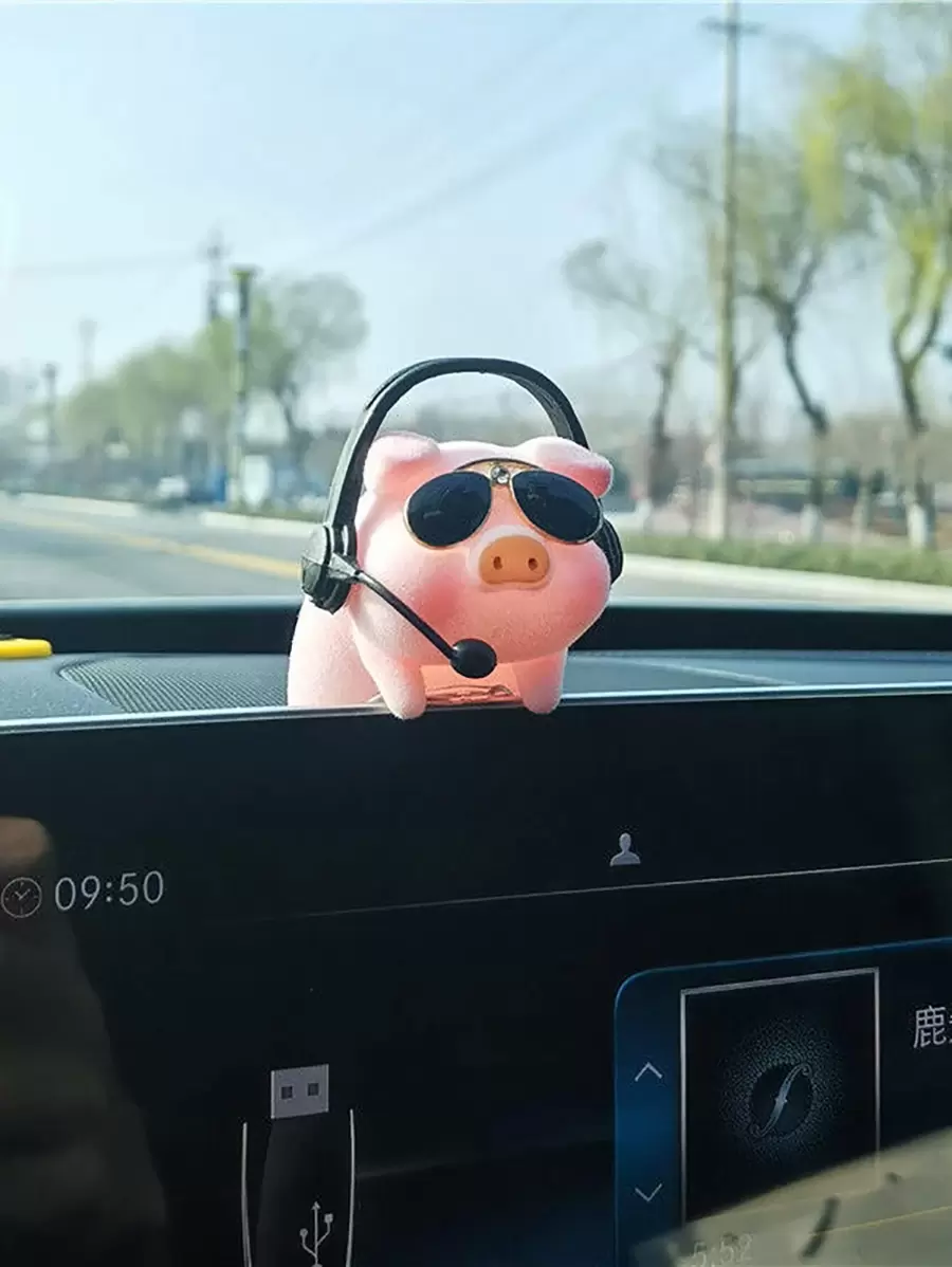 Cartoon Pig Car Pendant Rearview Mirror Decor