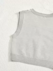 SHEIN Tween Girl Argyle Pattern Sweater Vest - Multicolor - View 3