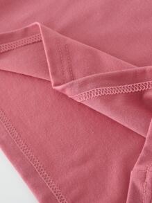 SHEIN Tween Girl 1pc Fashionable Leopard Print Bow Tie Glasses & Girl Portrait Printed Round Neck Short Sleeve T-Shirt - Pink - View 5