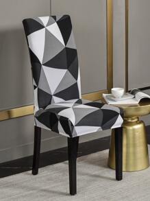 1pc Geometric Print Stretchy Chair Slipcover - Multicolor - View 1