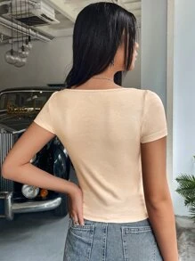 SHEIN ICON 90s Skull & Rose Print Tee - Khaki - View 2