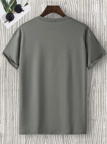 Manfinity LEGND Hombres Camiseta con letra & con estampado de animal - Gris - Ver 2