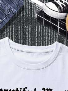 ROMWE MEN Guys Butterfly & Floral Print Tee - White - View 3