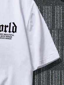 ROMWE MEN Guys Butterfly & Floral Print Tee - White - View 4