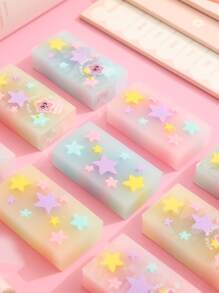 1/2/4pcs Jelly Semi-Transparent Star Erasers, Random Assort Back To School