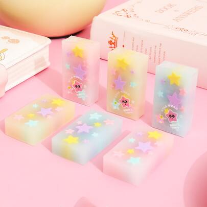 1/2/4 cục tẩy hình ngôi sao bán trong suốt Jelly, phân loại ngẫu nhiên