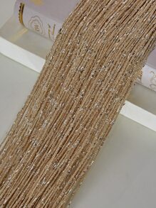 1pc Golden Door Curtain, Fashion Polyester Sparkling Ribbon Thread Fringe Room Dividers Window Panel Fly Screen Home Decor