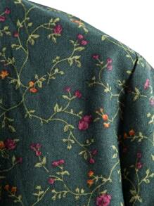 Manfinity RSRT Men Ditsy Floral Button Front Shirt Without Tee - Dark Green - View 4