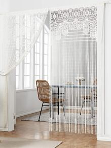 1pc Lace Tassel Door Curtain - White - View 1