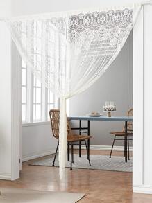 1pc Lace Tassel Door Curtain - White - View 2
