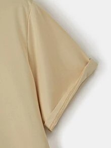 Manfinity Homme Hombres Camiseta con estampado de figura de cuello alto - Caqui - Ver 5