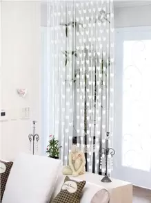 1pc Korean Style Heart Shaped Fringed String Curtain For Girls' Bedroom Decoration, Red/White Wedding Party Window Divider
