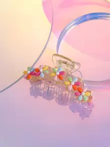 Flower Decor Hair Claw - Multicolor - View 1