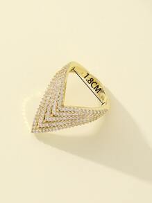 Rhinestone Decor Ring - Yellow Gold - View 3