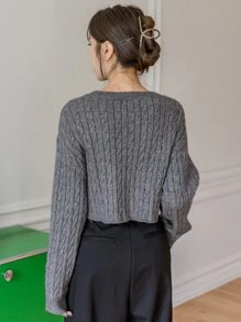 DAZY Cable Knit Drop Shoulder Sweater,Fall Clothes