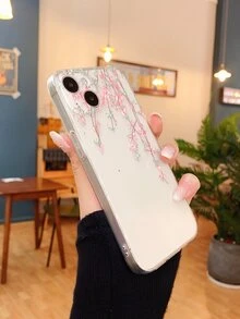 花卉图案透明手机壳，国际版，非国内版 - 無色 - 查看 4
