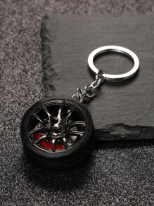 Men Wheel Charm Keychain School Car Accessories Cute Goth Y2k - Black - View 1