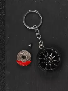 Men Wheel Charm Keychain School Car Accessories Cute Goth Y2k - Black - View 2