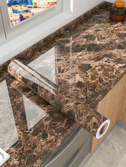 1卷大理石印花防水厨房贴纸，厨房自粘防油墙贴，贴纸，墙贴花，家居装饰乙烯基贴花，春季装饰品让您的家焕然一新，节日装饰贴纸礼物生日毕业