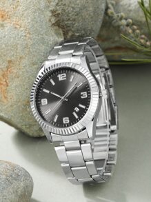 1pc Men Quartz Watch & 1pc Bracelet - Silver - View 3