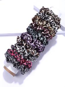 10pcs Leopard Print Scrunchie Casual Hair Ties Ponytail Holders Hair Elastics Hair Rubber Bands Scrunchies Hair Rope Elastic Hair Tie, Hair Bobbles ,Animal Print Hair Accessories Head Accessories Elastic Band - Multicolor - View 4