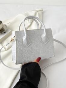 Túi đeo chéo Nữ Cá sấu Có thể điều chỉnh được Đôi tay cầm Thanh lịch - trắng - Xem 2