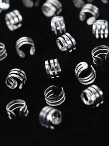 40pcs Silver Braided Hair Rings, Fashionable Hair Charms With Opening Design Hair Clips,Hair Accessories,Hair Barrettes - Silver - View 3