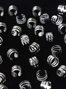 40pcs Silver Braided Hair Rings, Fashionable Hair Charms With Opening Design Hair Clips,Hair Accessories,Hair Barrettes - Silver - View 4