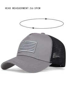 1pc Men's American Flag Embroidery Baseball Cap, Adjustable Sunscreen Outdoor Leisure Cap, Suitable For Spring And Summer Travel, Vacation, And Beach - Light Grey - View 3