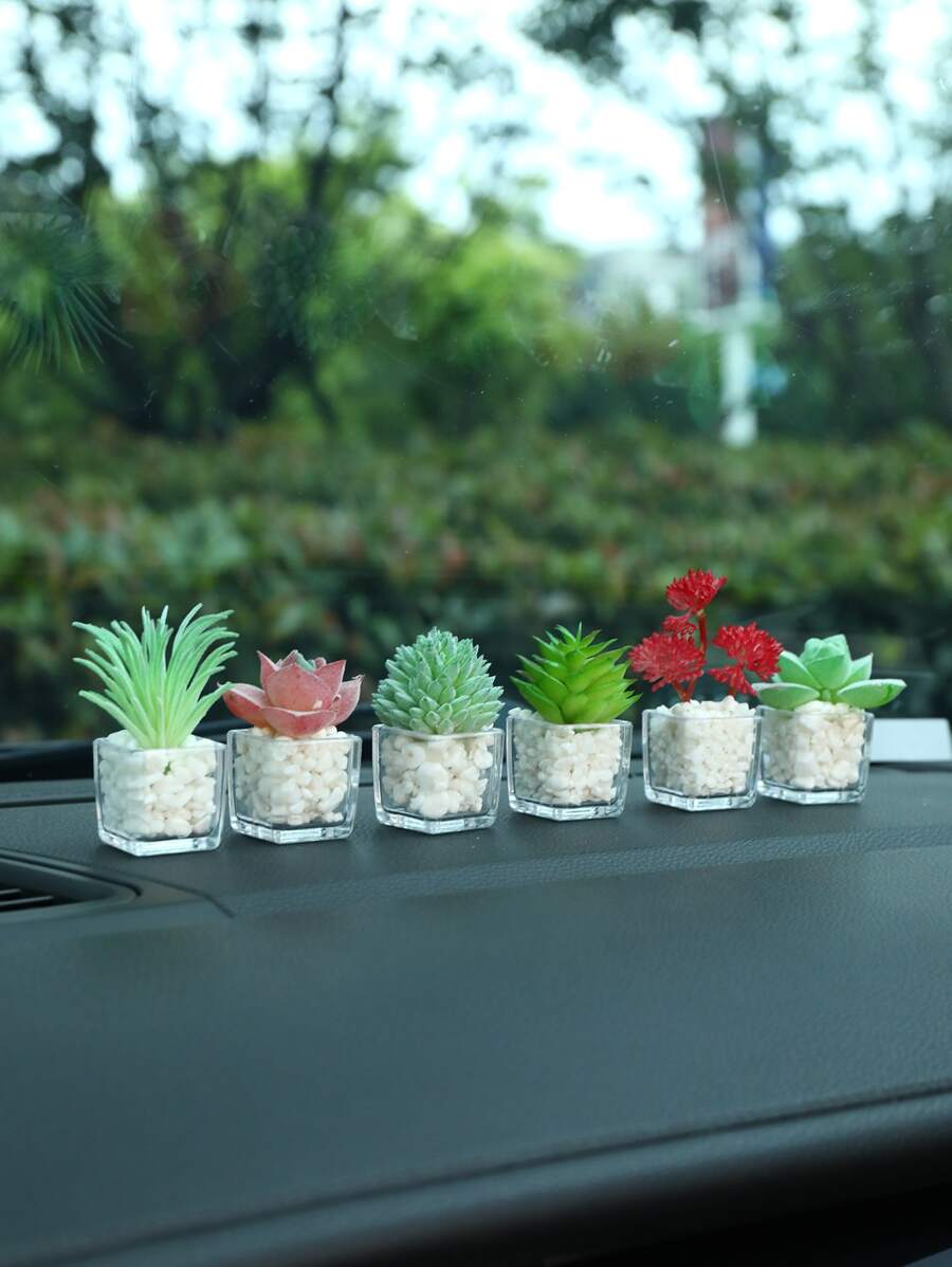 2 piezas Ornamento del coche al azar planta - Multicolor - Ver 1