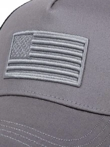 1pc Men's American Flag Embroidery Baseball Cap, Adjustable Sunscreen Outdoor Leisure Cap, Suitable For Spring And Summer Travel, Vacation, And Beach - Light Grey - View 4