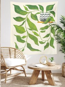 1pc Green Plant Pattern Printed Tapestry - Multicolor - View 1