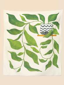 1pc Green Plant Pattern Printed Tapestry - Multicolor - View 2
