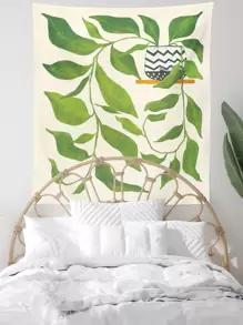 1pc Green Plant Pattern Printed Tapestry - Multicolor - View 3