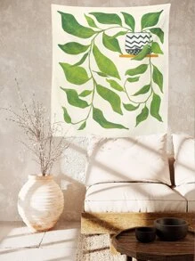 1pc Green Plant Pattern Printed Tapestry - Multicolor - View 4
