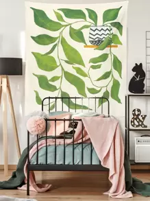 1pc Green Plant Pattern Printed Tapestry - Multicolor - View 5