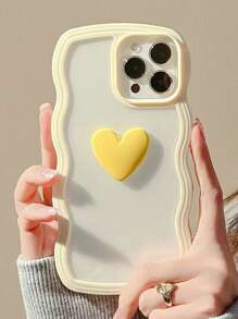 Anti-fall Heart Decor Phone Case - Yellow - View 1